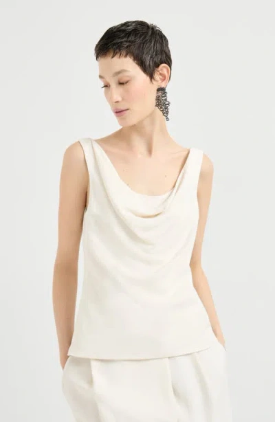 Brunello Cucinelli Fluid Twill Top In Neutral