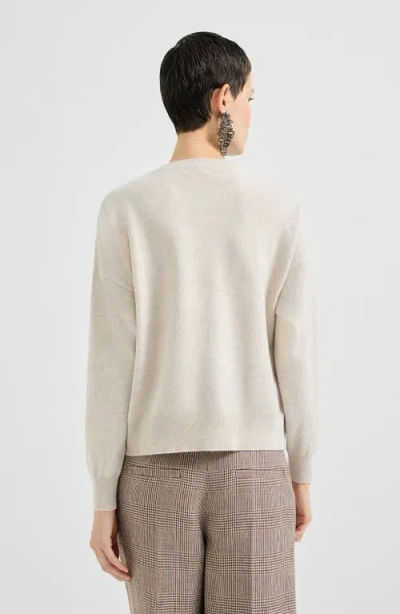 Brunello Cucinelli Dazzling Embroidery Sweater In Neutral