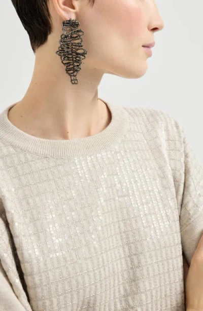 Brunello Cucinelli Dazzling Embroidery Sweater In Neutral