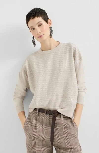 Brunello Cucinelli Dazzling Embroidery Sweater In Neutral