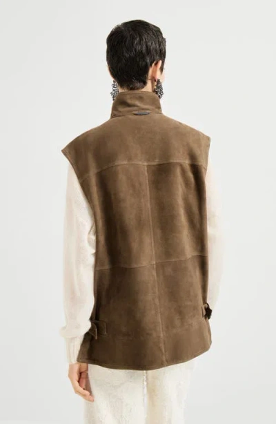 Brunello Cucinelli Monili-detail Front-pocket Vest In Brown