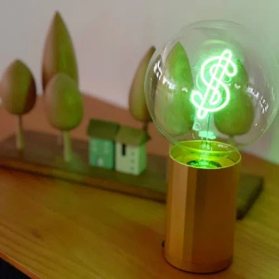 Mitb Dollar Sign Portable Table Lamp In Green