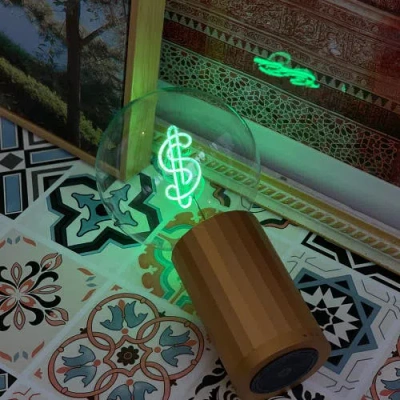 Mitb Dollar Sign Portable Table Lamp In Blue