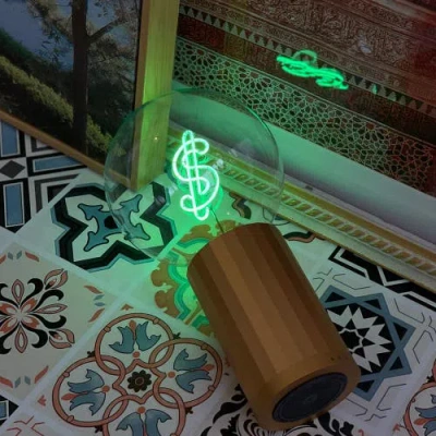 Mitb Dollar Sign Portable Table Lamp In Yellow