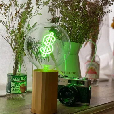 Mitb Dollar Sign Portable Table Lamp In Yellow