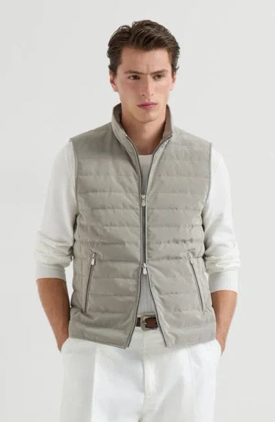 Brunello Cucinelli Nylon Down Vest In Gray