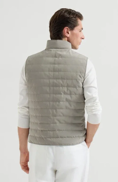 Brunello Cucinelli Nylon Down Vest In Gray