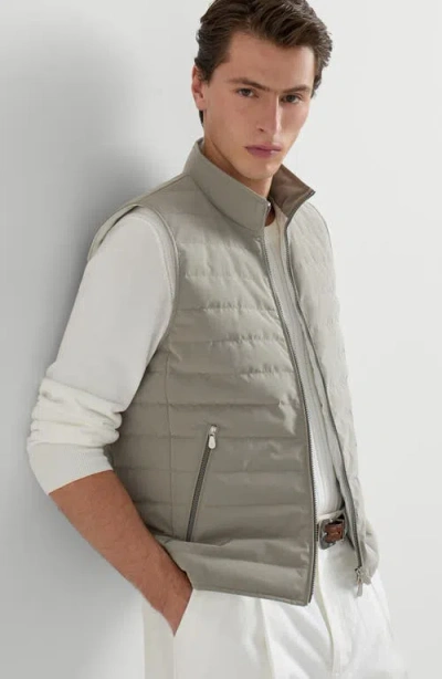 Brunello Cucinelli Nylon Down Vest In Gray