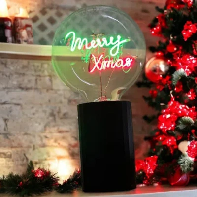 Mitb Merry Xmas Portable Table Lamp In Black
