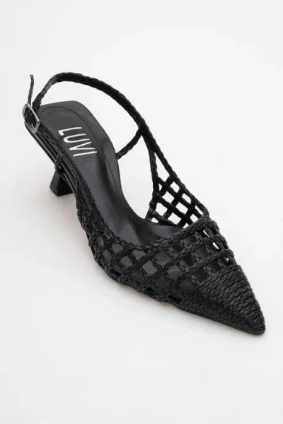 Prologue Shoes Heaven Knitted Pointed Toe Pump In Black