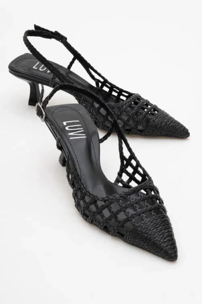 Prologue Shoes Heaven Knitted Pointed Toe Pump In Black