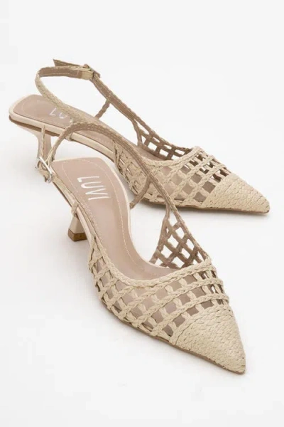 Prologue Shoes Heaven Knitted Pointed Toe Pump In Nude