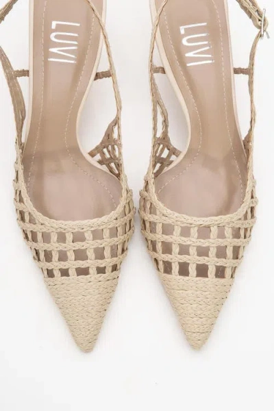 Prologue Shoes Heaven Knitted Pointed Toe Pump In Nude