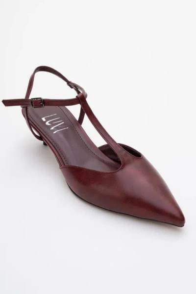 Prologue Shoes Asher Pointed Toe Slingback Pump In Burgundy