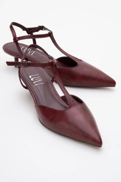 Prologue Shoes Asher Pointed Toe Slingback Pump In Burgundy