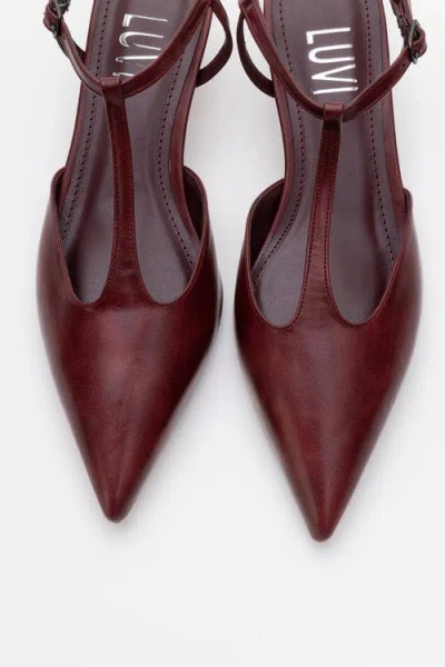 Prologue Shoes Asher Pointed Toe Slingback Pump In Burgundy