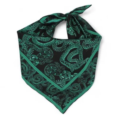 Monzlapur Silk Serpent Noir Scarf In Green