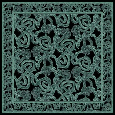 Monzlapur Silk Serpent Noir Scarf In Green