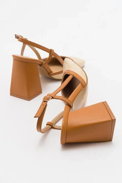 Prologue Shoes Rivie Raffia Square Toe Block Heel Pump In Brown