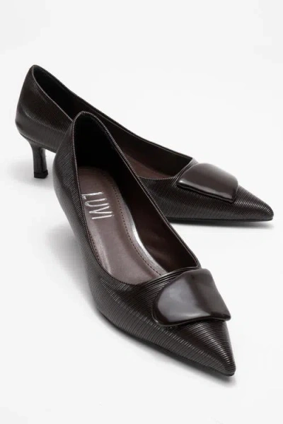 Prologue Shoes Briana Buckle Pointed Toe Pump In Brown