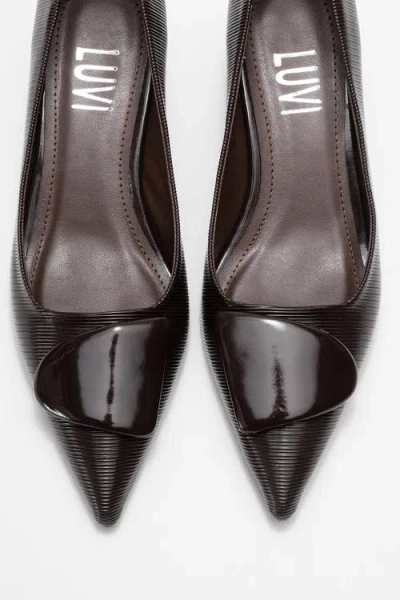 Prologue Shoes Briana Buckle Pointed Toe Pump In Brown