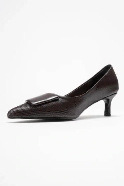 Prologue Shoes Briana Buckle Pointed Toe Pump In Brown