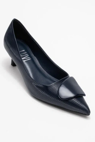 Prologue Shoes Briana Buckle Pointed Toe Pump In Blue