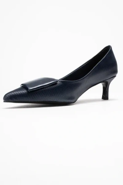 Prologue Shoes Briana Buckle Pointed Toe Pump In Blue