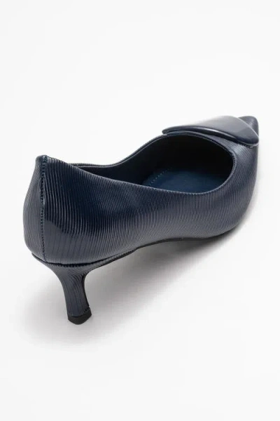 Prologue Shoes Briana Buckle Pointed Toe Pump In Blue
