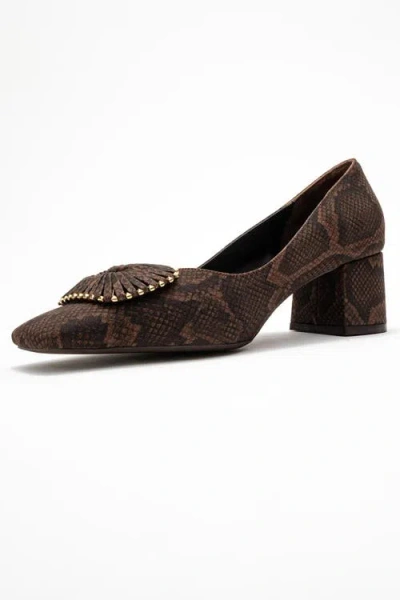 Prologue Shoes Velora Buckle Square Toe Block Heel Pump In Brown