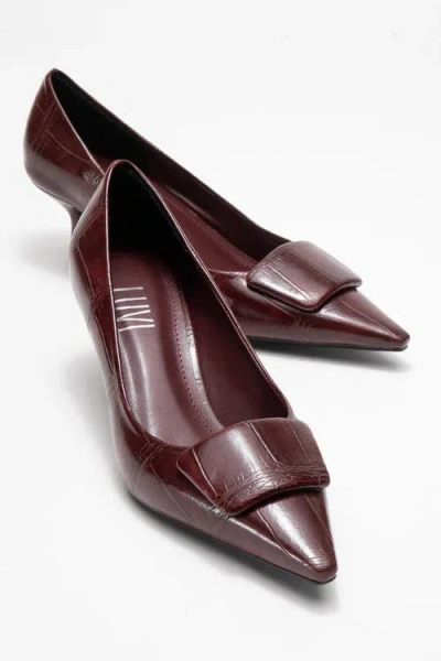 Prologue Shoes Marcia Buckle Pointed Toe Pump In Brown