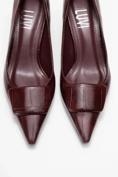 Prologue Shoes Marcia Buckle Pointed Toe Pump In Brown