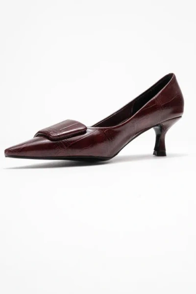 Prologue Shoes Marcia Buckle Pointed Toe Pump In Brown