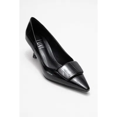 Prologue Shoes Marcia Buckle Pointed Toe Pump In Black