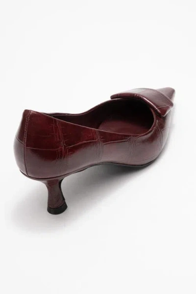 Prologue Shoes Marcia Buckle Pointed Toe Pump In Brown
