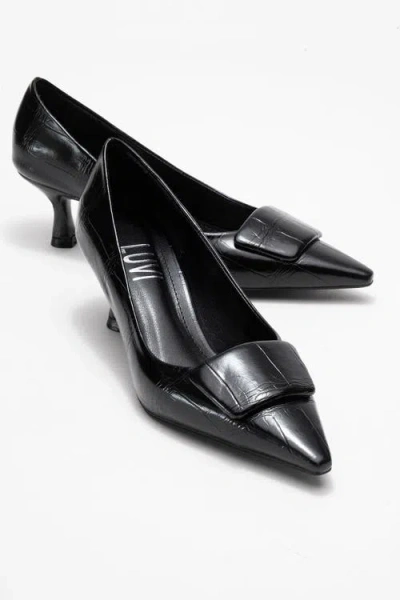 Prologue Shoes Marcia Buckle Pointed Toe Pump In Black