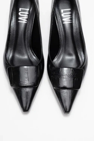 Prologue Shoes Marcia Buckle Pointed Toe Pump In Black