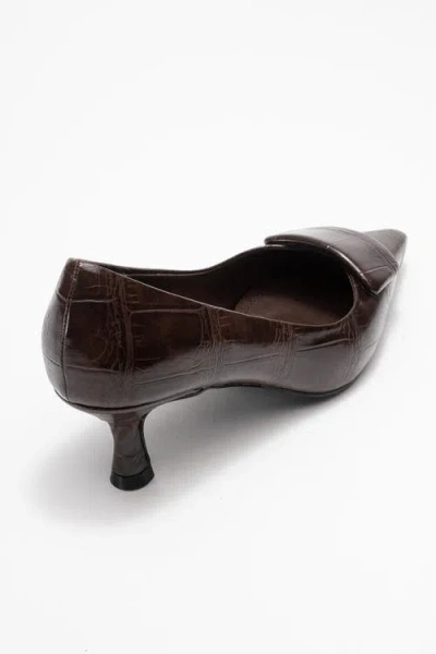 Prologue Shoes Marcia Buckle Pointed Toe Pump In Brown