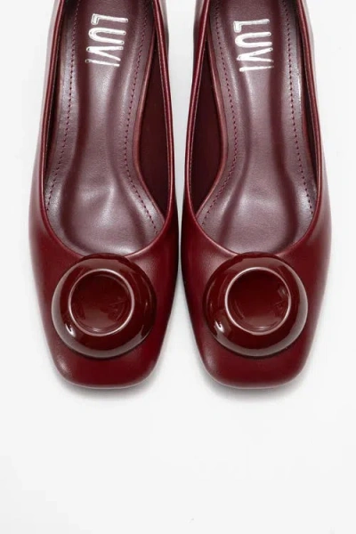 Prologue Shoes Mila Buckle Square Toe Block Heel Pump In Burgundy
