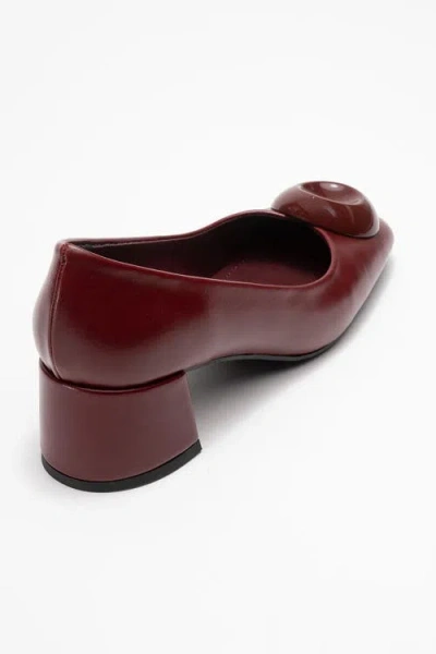 Prologue Shoes Mila Buckle Square Toe Block Heel Pump In Burgundy