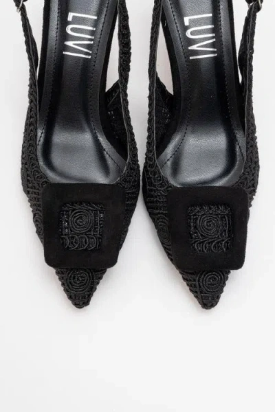 Prologue Shoes Ensley Knitted Buckled Pointed Toe Pump In Black