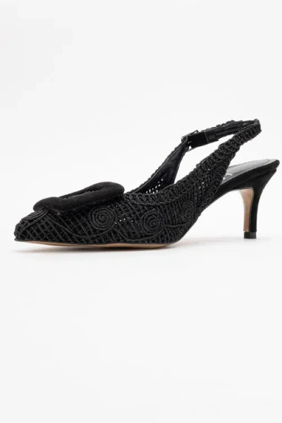 Prologue Shoes Ensley Knitted Buckled Pointed Toe Pump In Black