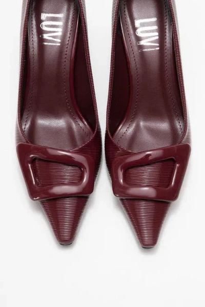 Prologue Shoes Astra Buckle Pointed Toe Pump In Burgundy