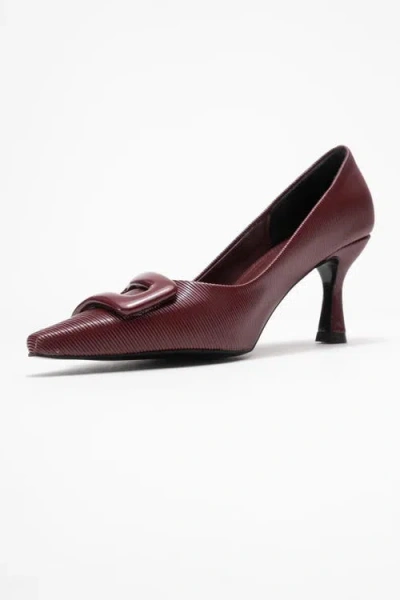 Prologue Shoes Astra Buckle Pointed Toe Pump In Burgundy