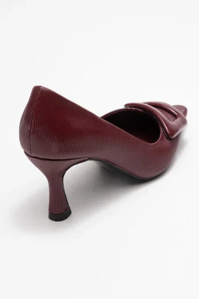 Prologue Shoes Astra Buckle Pointed Toe Pump In Burgundy