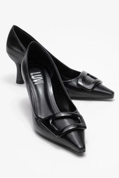 Prologue Shoes Astra Buckle Pointed Toe Pump In Black