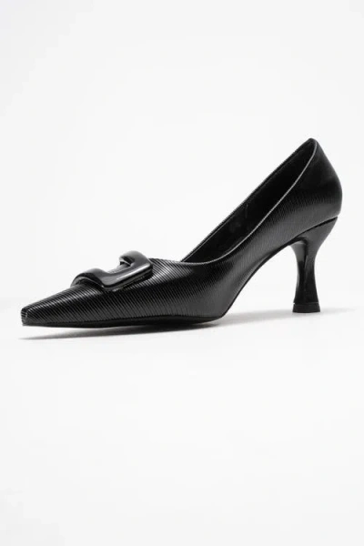 Prologue Shoes Astra Buckle Pointed Toe Pump In Black
