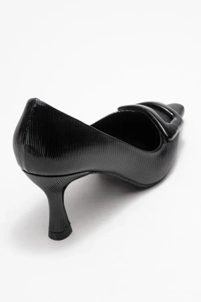 Prologue Shoes Astra Buckle Pointed Toe Pump In Black