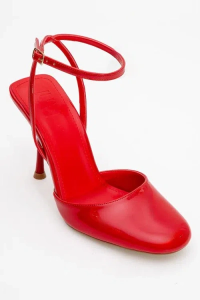 Prologue Shoes Blues Round Toe Ankle Strap Pump In Red
