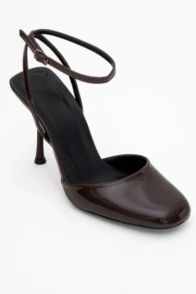 Prologue Shoes Blues Round Toe Ankle Strap Pump In Brown